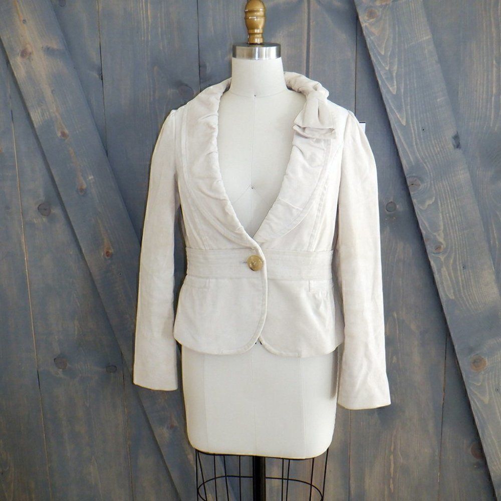 Tan velvety Bow lapel blazer one button jacket
